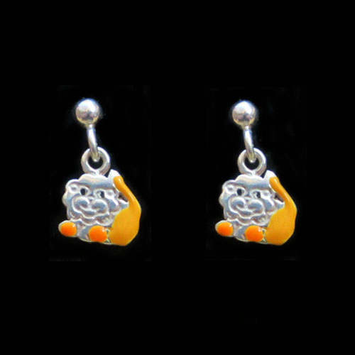 Joyer&iacute;a Pendientes infantiles plata y esmalte Le&oacute;n